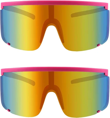 Vista 2 de Karsaer Vision Shield - Gafas de sol para hombres y mujeres, de gran tamaño, neón de los años 80 y 90, estilo deportivo, para ciclismo, esquí
