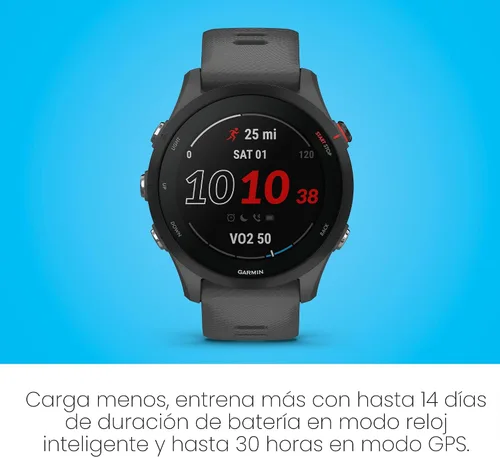 Vista 3 de Garmin Forerunner® 255, reloj inteligente GPS para correr, información avanzada, batería de larga duración, gris pizarra