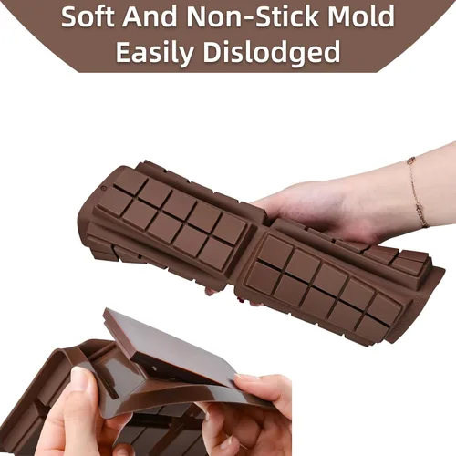 Vista 4 de Moldes de silicona para chocolate, molde de barra de chocolate antiadherente, 3 moldes de silicona de grado alimenticio, adecuado para hacer dulces