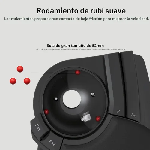 Vista 4 de ELECOM HUGE Trackball, USB inalámbrico de 2.4GHz, control con el dedo índice, personalizable con 8 botones, gran reposa muñecas suave, bola de 52mm
