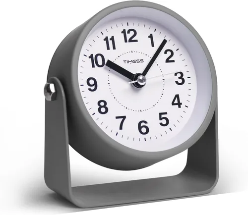 Vista 9 de TIMESS - Reloj despertador analógico con repetición y luz, silencioso sin tictac, color negro