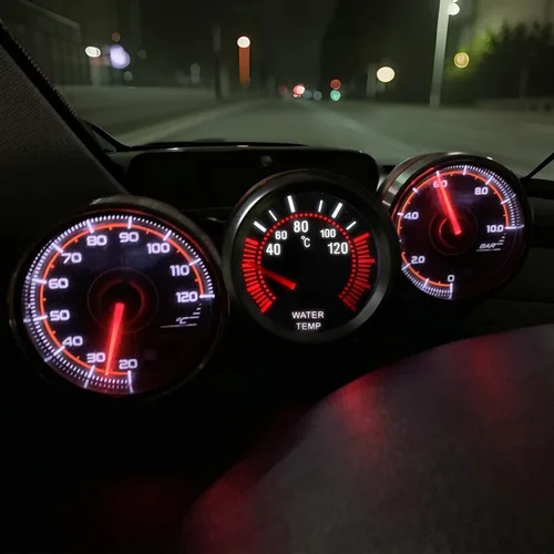 Vista 6 de Medidor de temperatura del agua para automóvil, 2 pulgadas, 2.047 in, 12 V, 104.0-248.0 °F, universal mecánico, eléctrico, medidor de temperatura