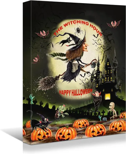 Vista 20 de Wewejia -Lienzo de Halloween pintura de pared de máscara de Halloween rojo/azul fantasma imagen póster impresiones de Halloween arte de pared