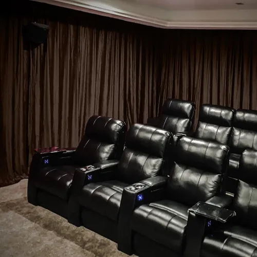 Vista 12 de ChadMade Cortina blackout de terciopelo para cine en casa, panel plisado de 84 pulgadas de ancho x 96 pulgadas de largo (1 panel), para auditorio