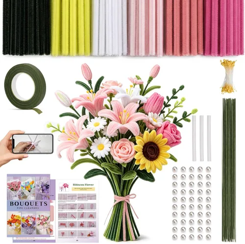 Vista 9 de Kit de 800 piezas de limpiadores de tuberías para manualidades Multicolor C
