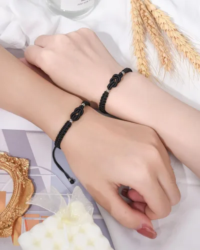Vista 6 de Pulsera Papá Hija/Madre Hijo/Madre Hija/Abuela Nieta/Hermano Hermana Pulsera Promesa Meñique Juego Relación Amistad Pulseras Regalos de Navidad