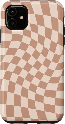 Vista 8 de iPhone 16 Beige Cream Twisted Checkered Swirl 60s 70s Aesthetic Brown Case