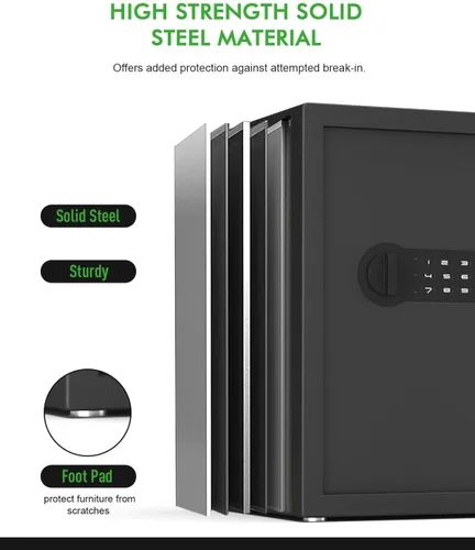 Vista 4 de Caja fuerte pequeña para el hogar, caja fuerte digital de lujo con teclado electrónico de 1.7 pies cúbicos, caja fuerte de seguridad para oficina