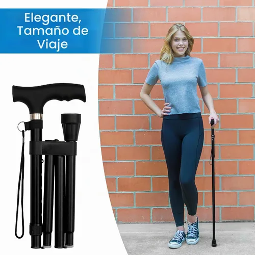 Vista 6 de RMS Bastón Plegable - Bastón de Caminar Plegable con Altura Ajustable - Plegable y Ligero - Mango Ergonómico Suave para Agarre Cómodo - Bastón