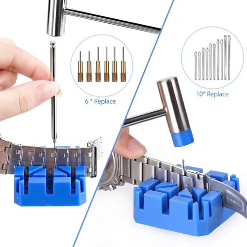 Vista 3 de JOREST Kit de herramientas para correa de reloj, kit de reparación para ajuste de correa de reloj, reemplazo y cambio de tamaño, con herramienta
