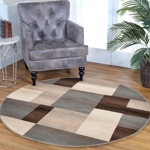Vista 20 de Superior alfombra de área de la colección diseñador Clifton, 8 mm de altura de apilado, con respaldo de yute, diseño geométrico contemporáneo, Beige