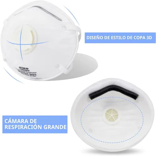 Vista 5 de GIKO Máscaras respiradoras N95 – 15 máscaras de seguridad certificadas por NIOSH máscara respiradora de partículas con válvula de respiración