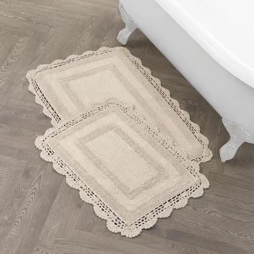Vista 21 de Laura Ashley Alfombra de baño de algodón de ganchillo 17x24 in, Aqua