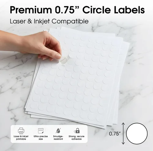 Vista 2 de Etiquetas circulares de 0.75" para láser y inyección de tinta, Spartan