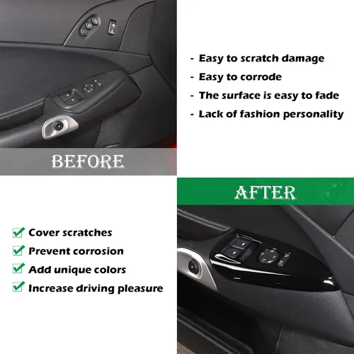 Vista 2 de Cubierta de panel de botón de elevación de vidrio para ventana de automóvil, compatible con Chevrolet Corvette C6 2005-2013, accesorios interiores