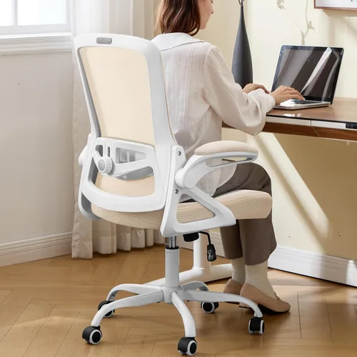 Vista 10 de Silla de Oficina Ergonómica, Silla de Escritorio con Soporte Lumbar Ajustable, Sillas de Computadora Cómodas de Malla Transpirable con Reposabrazos