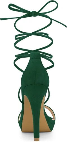 Vista 3 de Allegra K Sandalias de tacón de aguja con cordones para mujer