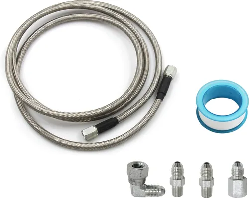 Vista 4 de Kit de línea de medidor de teflón con sensor de turbocompresor remoto 4AN (48 pulgadas) Línea trenzada de acero inoxidable, varios tamaños
