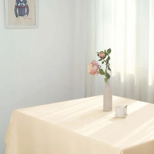 Vista 4 de Efavormart - Mantel cuadrado de lino de poliéster sin costuras, 54 x 54 pulgadas, color beige, para banquetes de boda, fiesta, restaurante