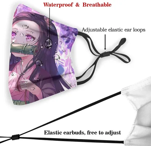 Vista 5 de BearLad Anime Dem0n S1ayer Kimetsu No Yaiba Kamado Nezuko - Mascarillas faciales para adultos, lavables con alambre de nariz, negro, talla M