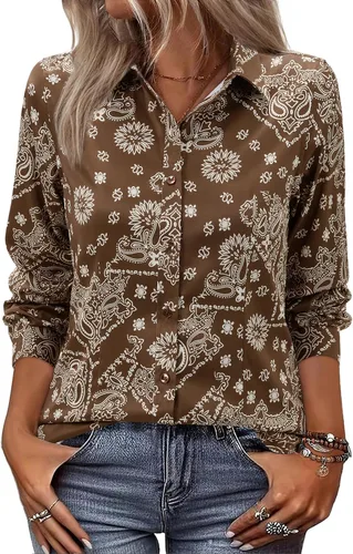 Vista 13 de siliteelon Camisas de vestir con botones para mujer, camisas de vestir de manga larga, algodón de corte clásico
