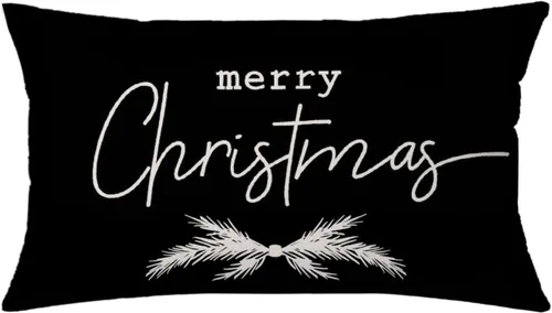 Vista 10 de AOFANGGO Funda de almohada de Navidad de 12 x 20 pulgadas, decoración navideña de árbol de leopardo, funda de cojín rústica para cama, silla, sofá
