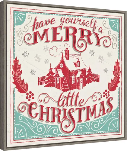 Vista 2 de Amanti Art Lienzo enmarcado para pared, diseño de Merry Little Christmas V, de Janelle Penner (22 pulgadas de ancho x 22 pulgadas de alto), marco