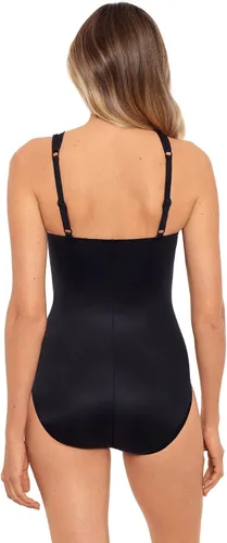 Vista 2 de Miraclesuit Traje de baño de una pieza para mujer, estilo roca, unicolor europeo, asimétrico, con aros