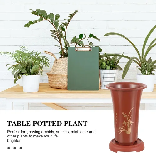 Vista 3 de 2 Set Plastic Orchid Plant Pots with Tray and Drainage Holes