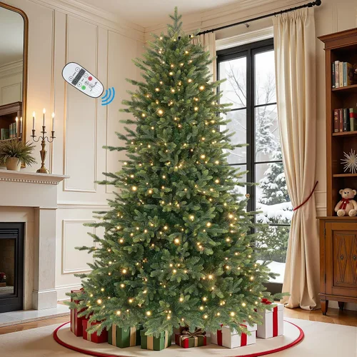 Vista 10 de SHareconn Árbol de Navidad artificial preiluminado de 4 pies con luces de Árbol preiluminado con 17 modos de luz, blanco cálido y luces