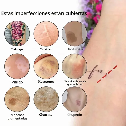 Vista 9 de Cubierta de tatuaje, corrector invisible impermeable para el cuerpo, piernas, contusiones, cicatrices, manchas oscuras, vitíligo, maquillaje