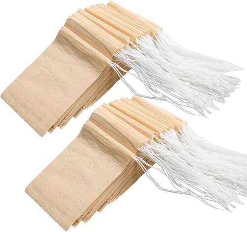 Vista 2 de Eketirry 100 bolsas de té desechables para té suelto, pequeña bolsa de té vacía con material de pulpa de madera, bolsa de filtro de té sin blanquear
