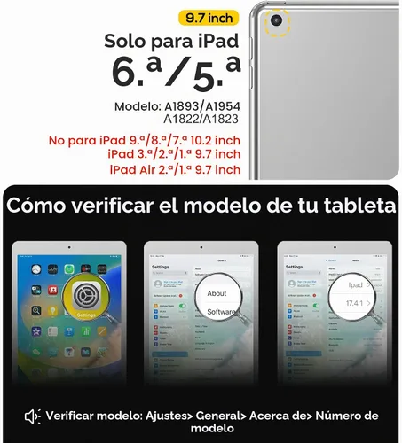Vista 2 de BRAECN Funda para iPad 6ª/5ª Generación, Funda iPad 9.7 2018/2017 - Resistente a Prueba de Golpes con Soporte para Lápices, Correa de Hombro y Negro