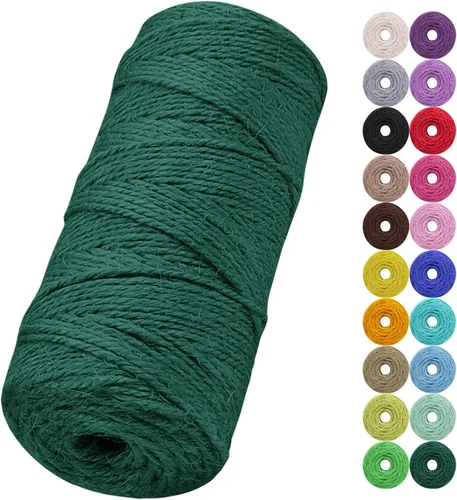 Vista 40 de Cuerda de yute natural de 0.079 pulgadas y 328 pies para manualidades, cuerda de yute de colores de 3 capas para envoltura de regalos, jardinería
