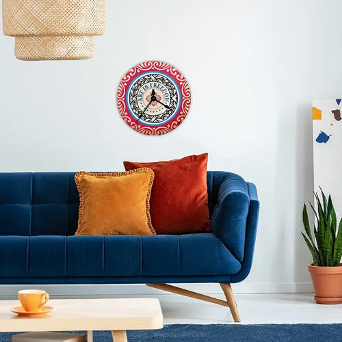 Vista 6 de Reloj de pared grande de 16 pulgadas, arte de pared ecléctico Art Nouveau a bohemio inspirado en el famoso póster Make Art Not War