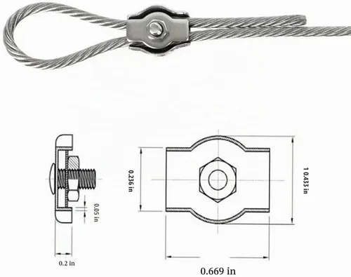 Vista 3 de Abrazadera de cable de cuerda de alambre simplex de acero inoxidable/abrazadera de cuerda de alambre (1/8 pulg. M3)