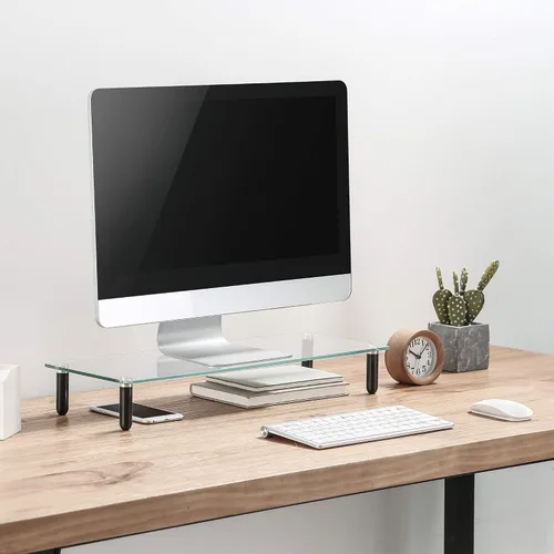 Vista 6 de Lorell Soporte de monitor de vidrio de un solo estante de 4 patas