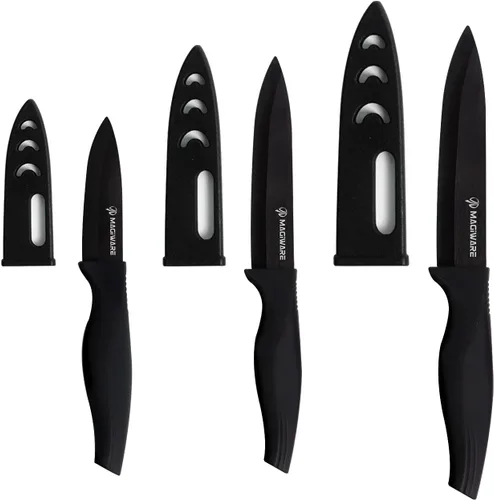 Vista 8 de Magiware - Cuchillo de pelar clásico de cerámica de 4 pulgadas con cubierta de funda para frutas y verduras, más largo afilado, a prueba de óxido