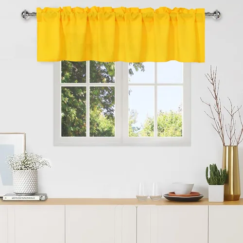 Vista 43 de DWCN Cortinas de Cenefa para Sala de Estar, Cocina, Baño/Sótano - Aqua Sólido, 1 Panel, 42 x 12 Pulgadas, Oscurecimiento de Habitación Solid Short