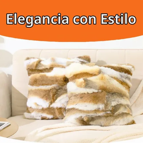 Vista 4 de Juego de 2 fundas de almohada decorativas de piel natural, 18 x 18