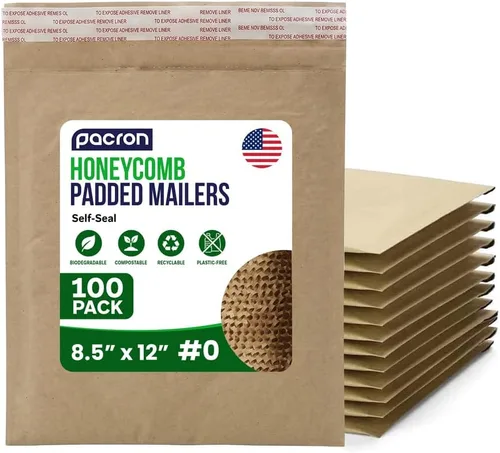 Vista 9 de Sobres acolchados de panal biodegradables y compostables (6 x 10 pulgadas – 250 unidades) sobres de envío de papel con revestimiento hexagonal