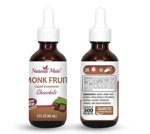 Vista 4 de Edulcorante líquido saborizado de fruta de monje optimizado con eritritol 2oz - Sabor a chocolate Paquete de 3