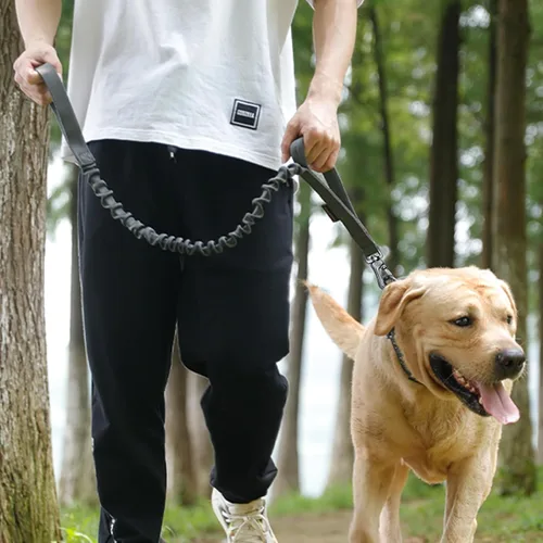 Vista 7 de EXCELLENT ELITE SPANKER Correa elástica militar para perros con 2 asas de control acolchadas para perros medianos y pequeños (negro)