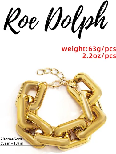 Vista 7 de Gold Chunky Bracelet for Women Cuban Link Bracelets Dainty Link Chain Bracelets Paperclip Bracelets Boho Bracelets Minimalism Bracelets for Teen