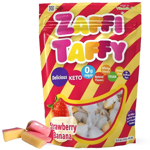 Vista 9 de Zaffi Taffy - Caramelos sin azúcar, sin tintes, aptos para dieta cetogénica y diabéticos, golosinas aprobadas por dentistas para niños