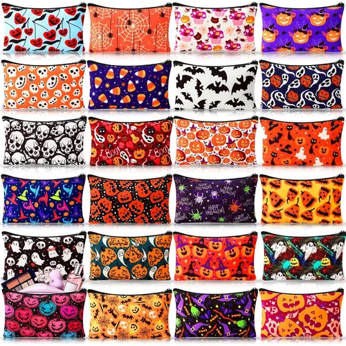 Vista 22 de 24 piezas bolsas de maquillaje a granel, bolsas de cosméticos de lona, organizador de bolso, bolsa cosmética con cremallera, bolsa de tocador