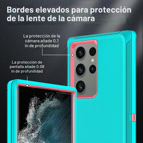 Vista 3 de YKHJKLEC Funda para Samsung Galaxy S22 Ultra, con 2 piezas [protector de pantalla de TPU flexible autorreparable y protector de lente de cámara]