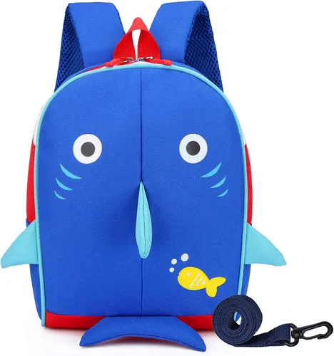 Vista 8 de Mochila para niños con correa para guardería, Azul Patchwork
