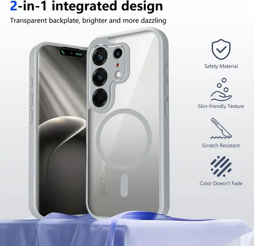 Vista 385 de Funda magnética transparente compatible con Xiaomi 17T, color negro 2 en 1 PC + TPU cubierta de teléfono a prueba de golpes, carcasa protectora