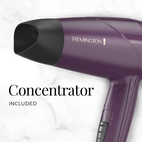 Vista 4 de Remington Secador de pelo de viaje, secadora compacta con mango plegable con doble voltaje, revestimiento de cerámica y tecnología térmica avanzada